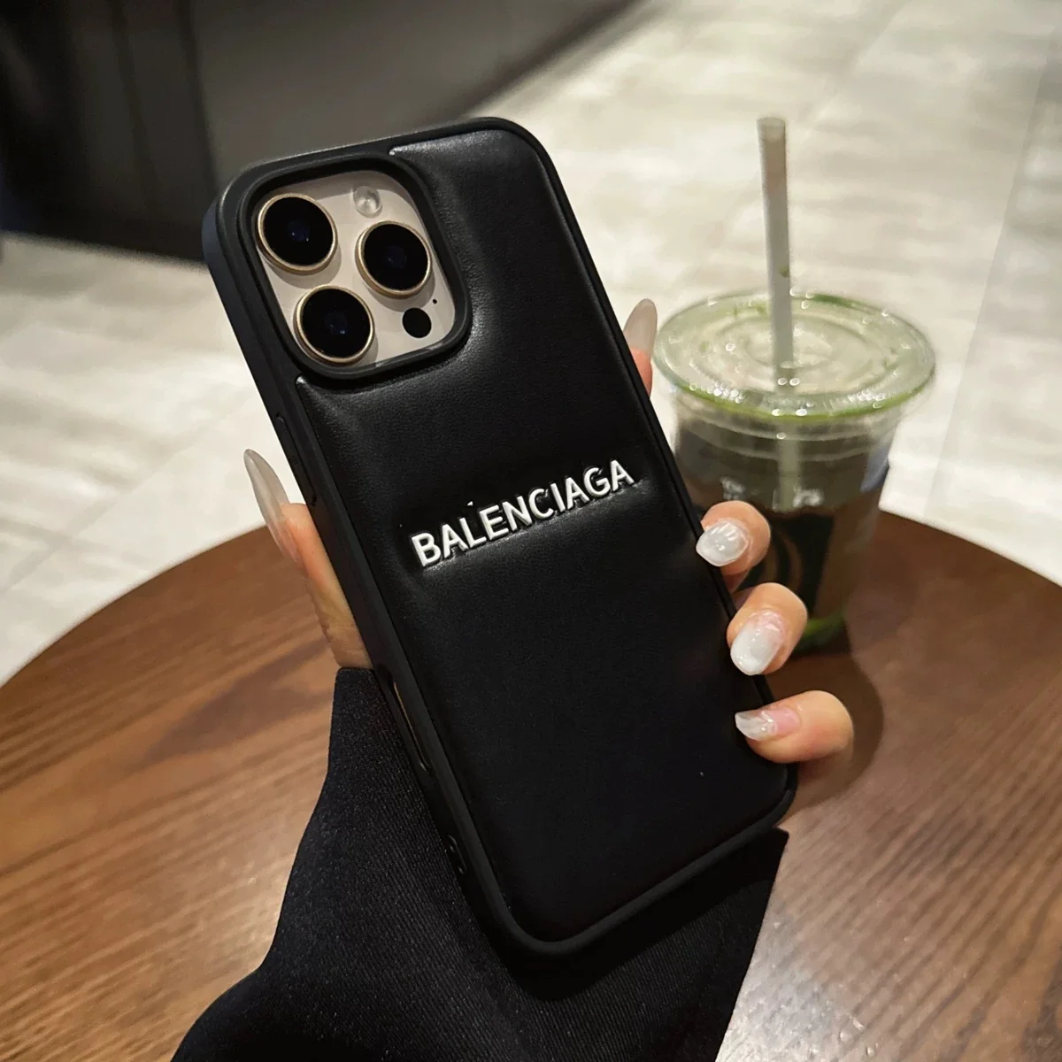 Balenciga Black Embossed iPhone Case - Image 2