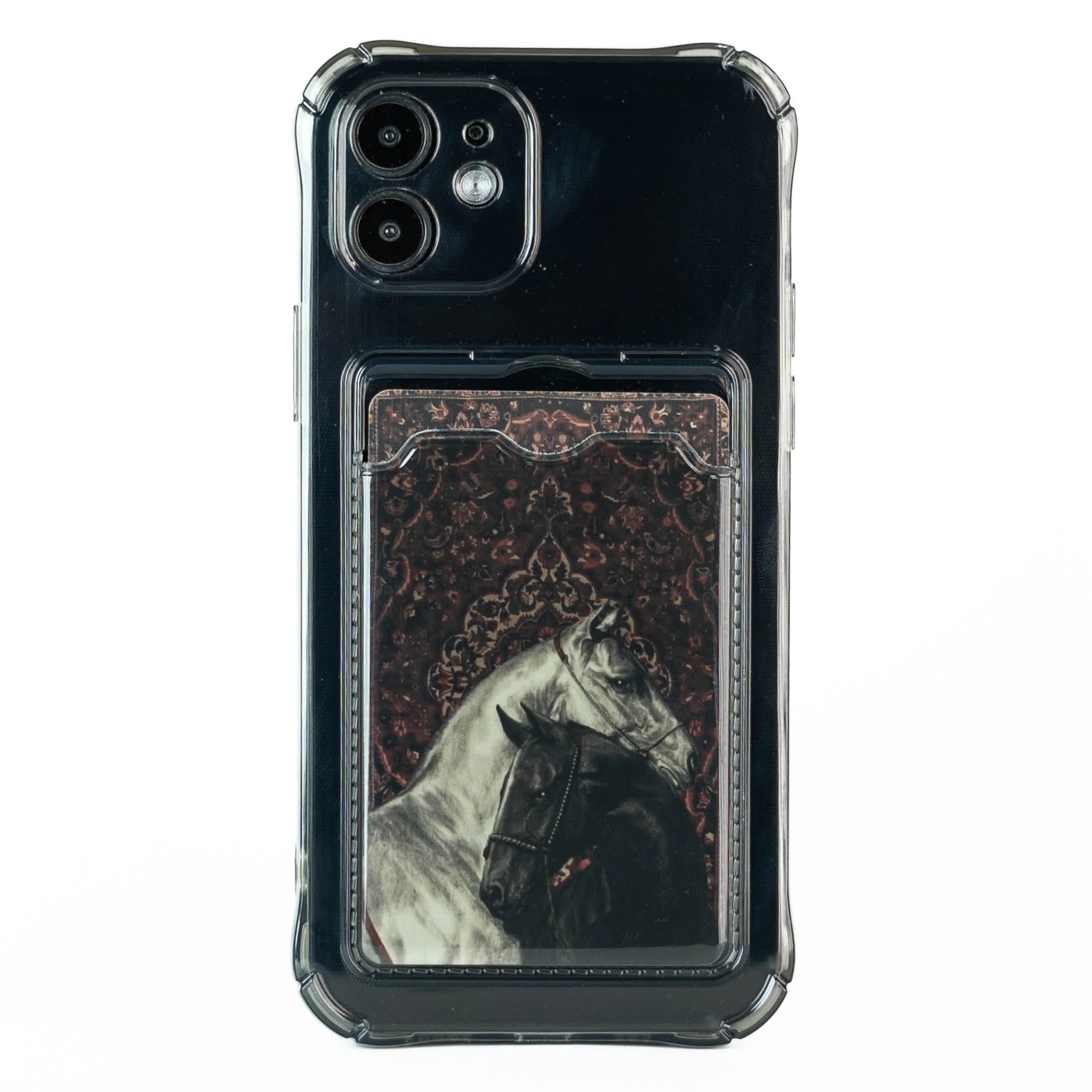 Card Holder Dark Transparent iPhone Cover + Free Persian Rug PVC Card - Image 3