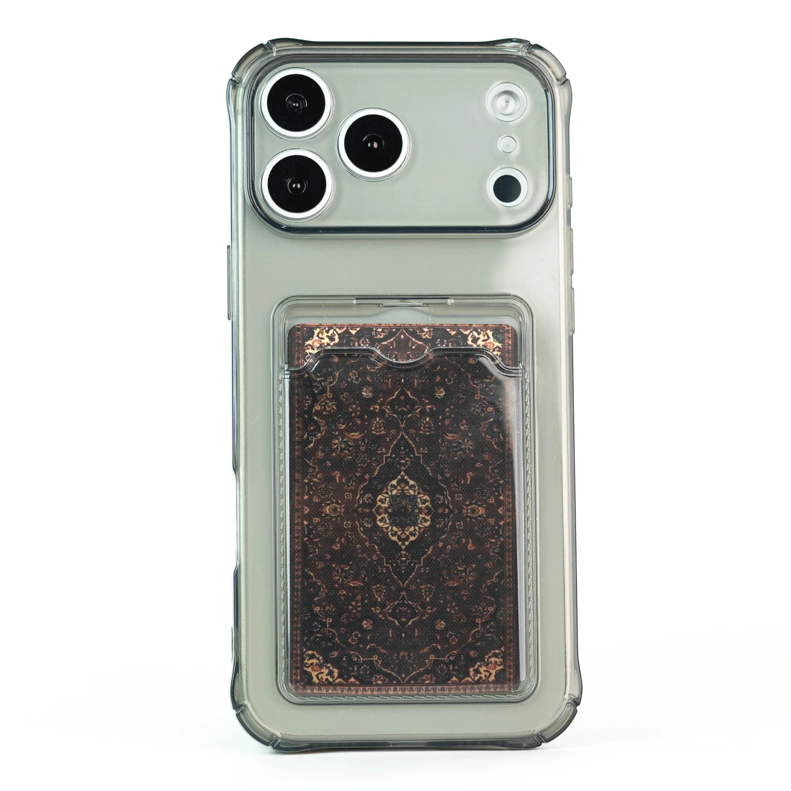 Card Holder Dark Transparent iPhone Cover + Free Persian Rug PVC Card - Image 5