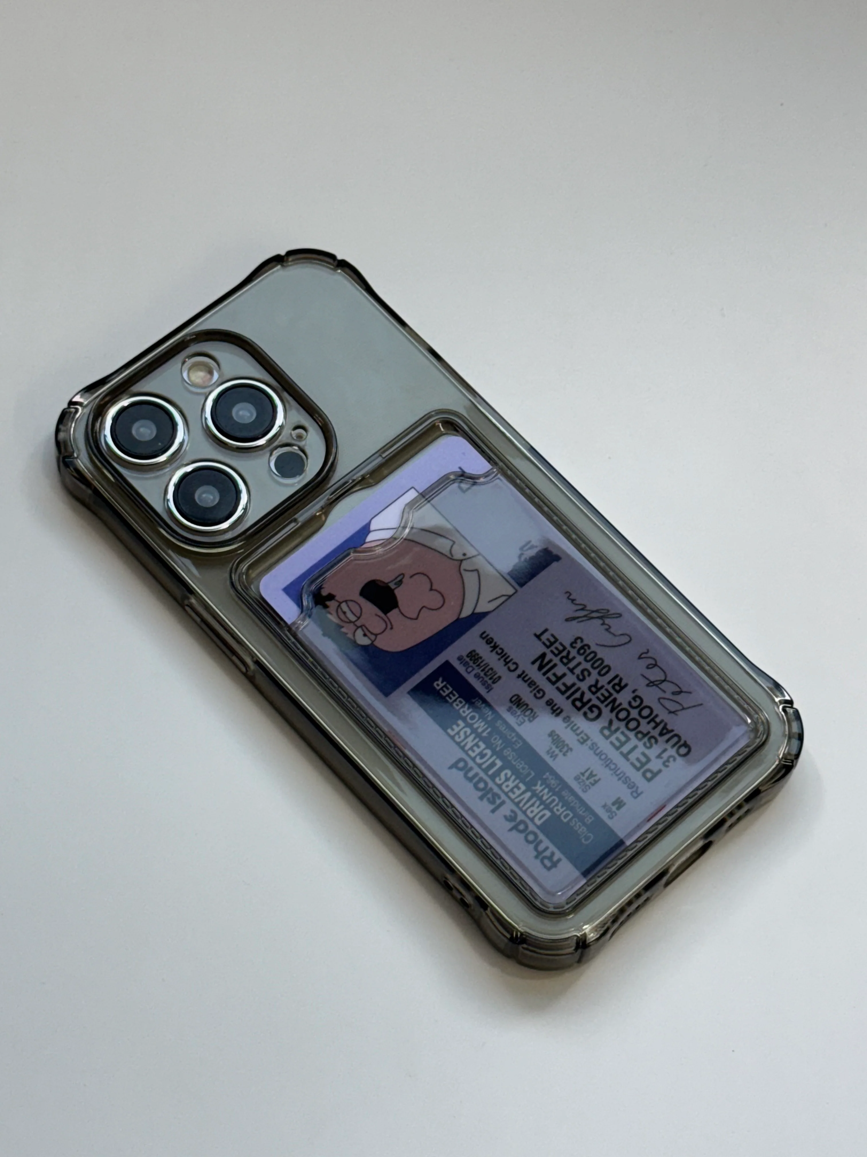 Card Holder Dark Transparent iPhone Cover + Free Peter Griffin PVC Card - Image 2